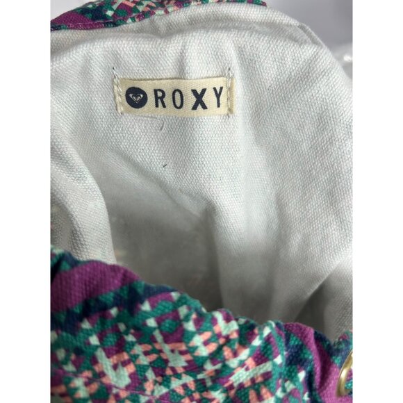 ROXY Backpack Multicolor Diamond Geometric Print Cinch Dual Strap Cotton Blend - Picture 11 of 14